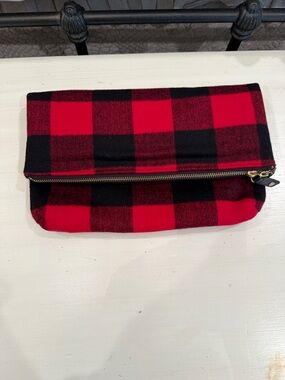 Talbots Red & Black Buffalo Plaid Fold-Over Clutch